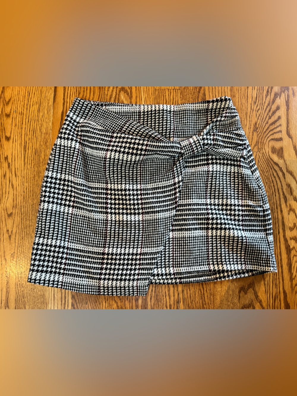 Forever 21 Black and White Plaid Mini Skirt with Front Knot